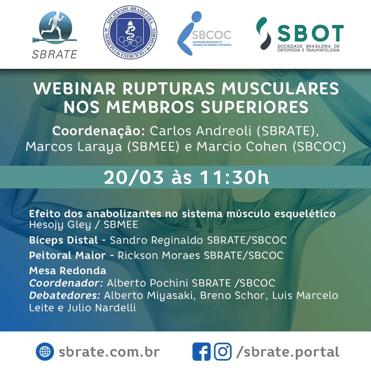 SBCOC participa de webinar sobre rupturas musculares nos membros superiores