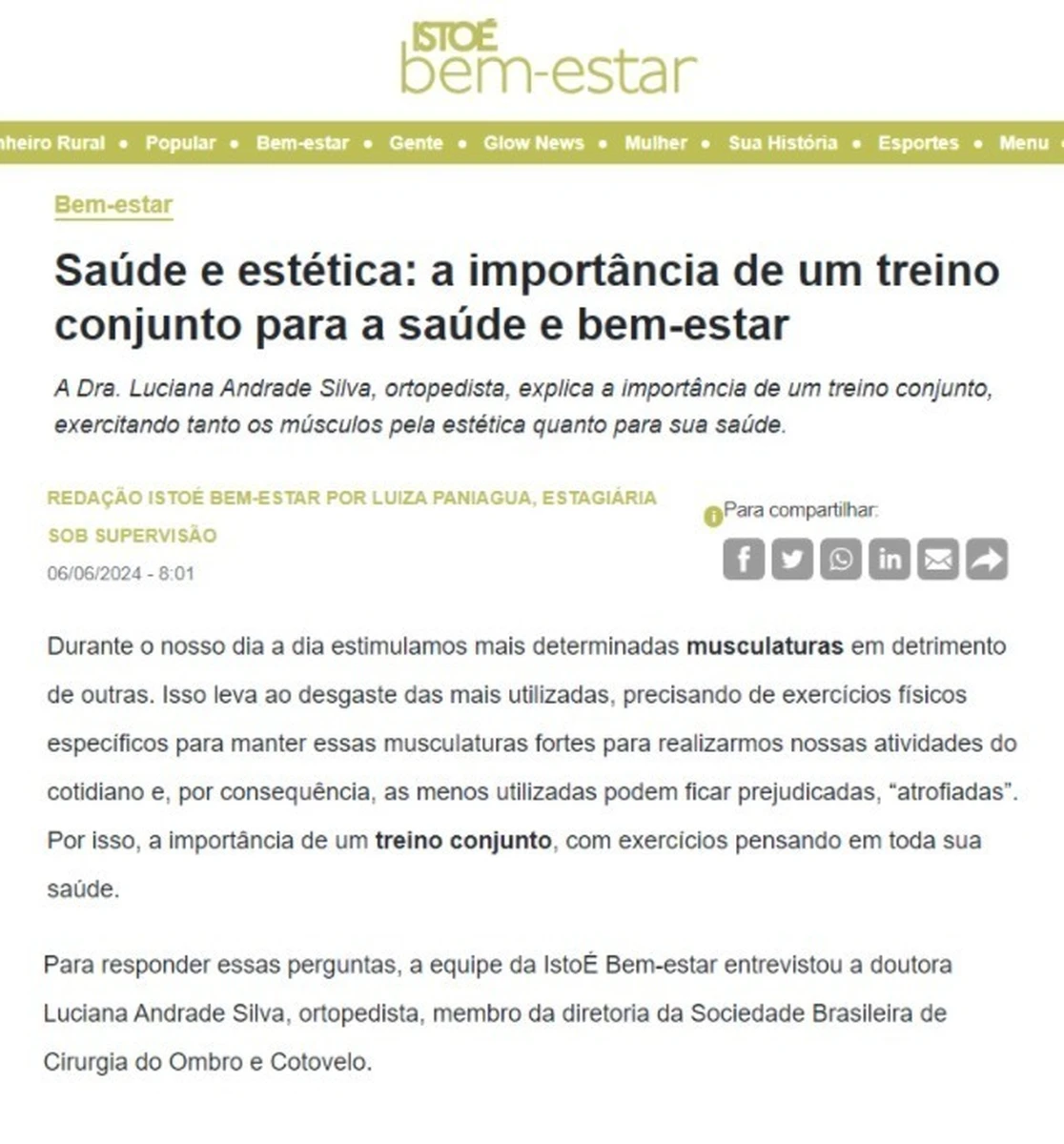 Em entrevista à IstoÉ Bem-Estar, especialista da SBCOC destaca a importância do treino em conjunto