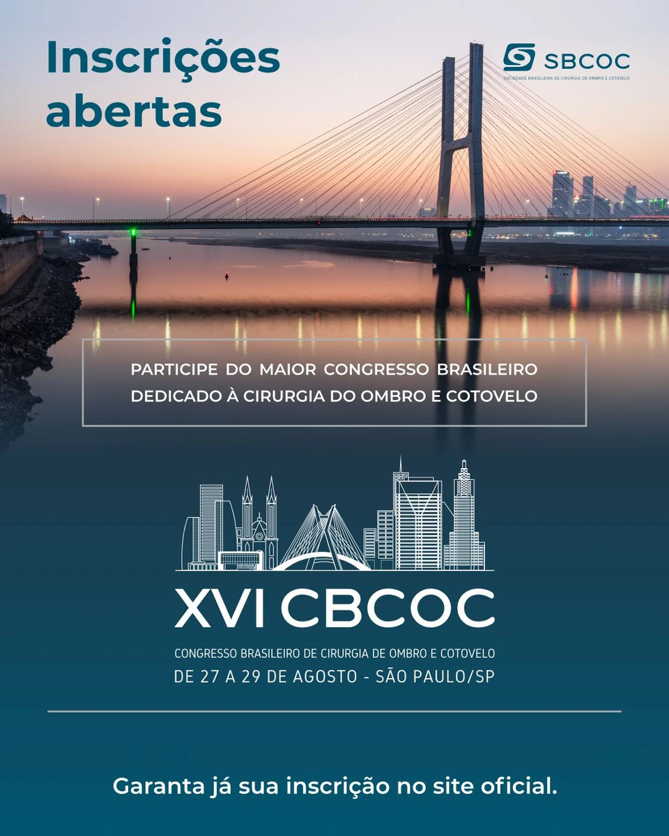 Inscrições abertas para o XVI CBCOC, o maior congresso brasileiro dedicado à cirurgia de ombro e cotovelo
