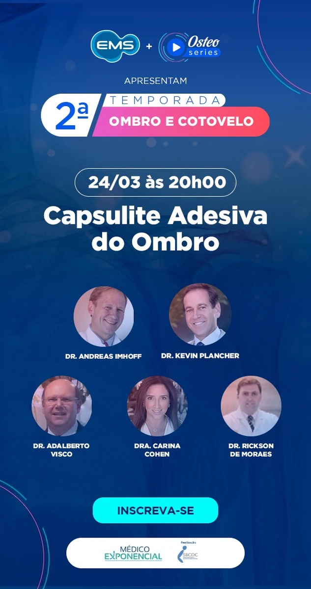 Dia 24/03, às 20h: Webinar Capsulite Adesiva do Ombro