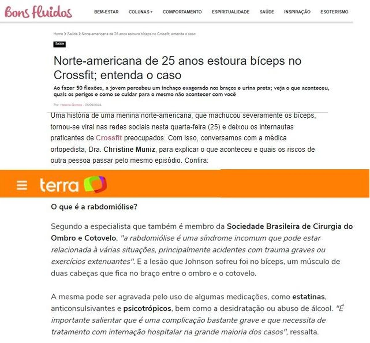 SBCOC repercute na imprensa caso de praticante de crossfit que estourou bíceps em treino